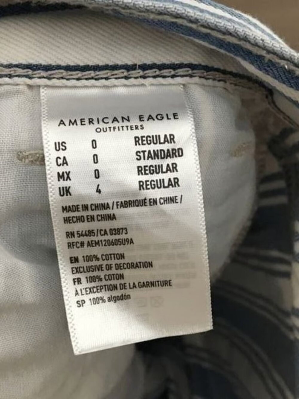 American Eagle Blue Indigo White Striped Retro Mom Jeans Size 0 - Picture 7 of 9